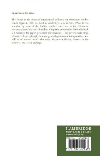 Proceedings of the Cambridge Colloquium on Mycenaean Studies