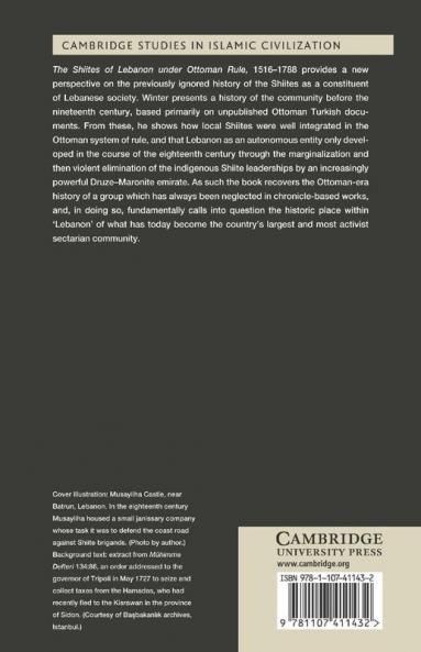 The Shiites of Lebanon Under Ottoman Rule 1516 1788