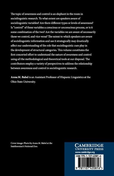 Awareness and Control in Sociolinguistic Research