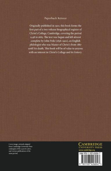 Biographical Register of Christ's College 1505 1905