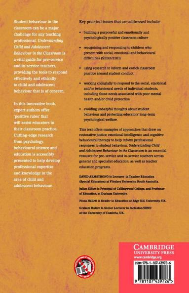 Understanding Child and Adolescent Behaviour in the Classroom
