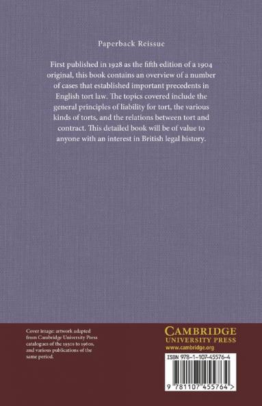 A Selection of Cases Illustrative of the English Law of             Tort