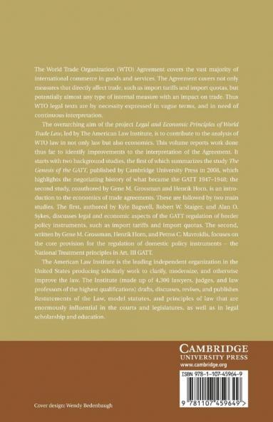 Legal and Economic Principles of World Trade             Law