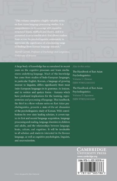 Handbook of East Asian Psycholinguistics