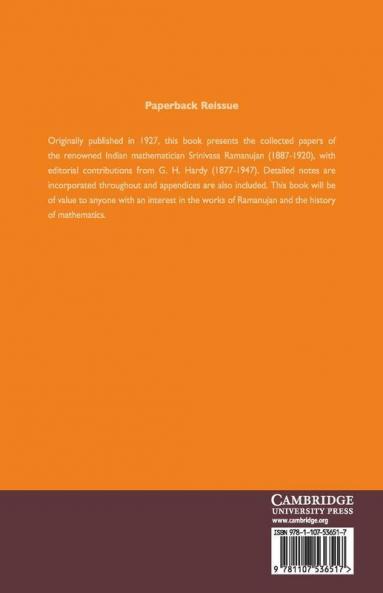 Collected Papers of Srinivasa Ramanujan