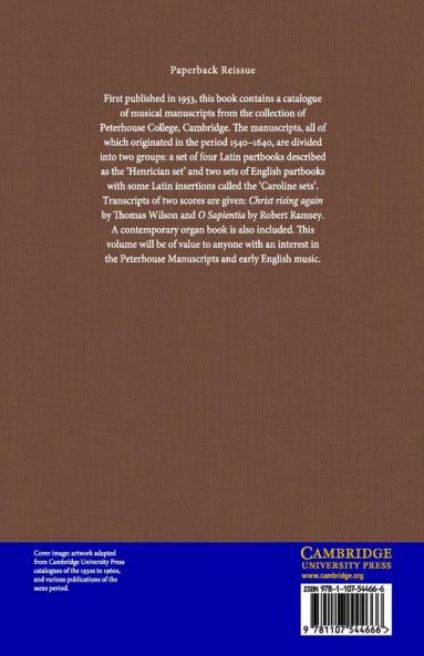Catalogue of the Musical Manuscripts at Peterhouse Cambridge