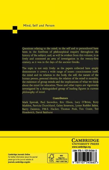 Mind Self and Person