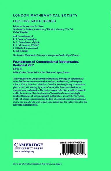 Foundations of Computational Mathematics Budapest 2011