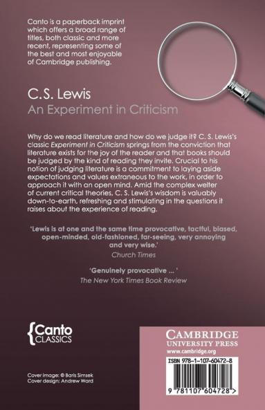 An Experiment in Criticism (Canto Classics)