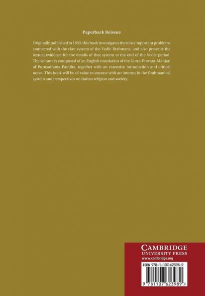 The Early Brahmanical System of Gotra and Pravara