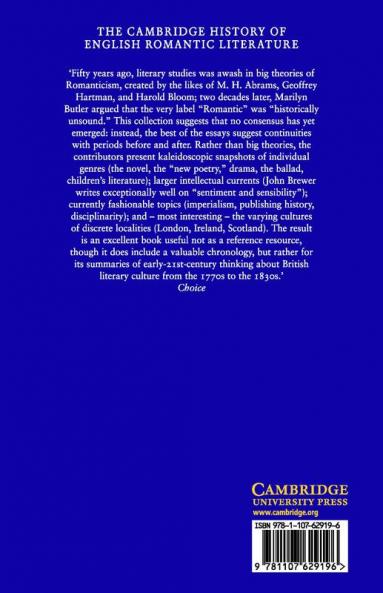 The Cambridge History of English Romantic             Literature