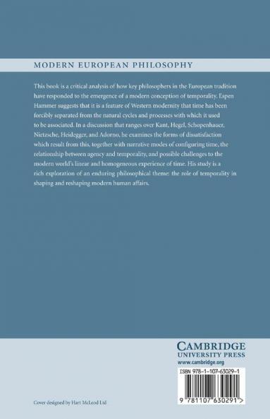 Philosophy and Temporality from Kant to Critical Theory