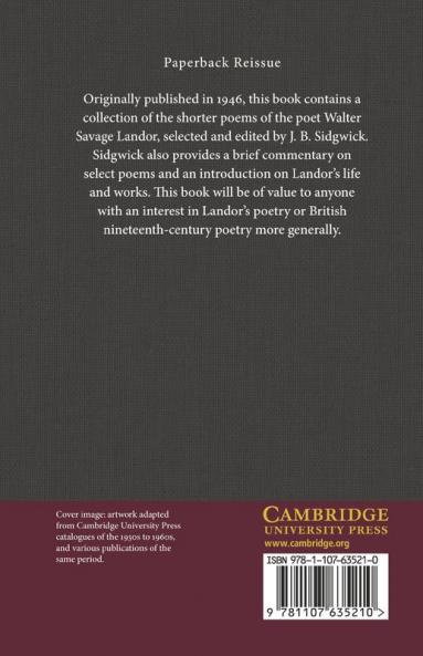 The Shorter Poems of Walter Savage Landor