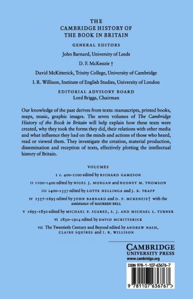 The Cambridge History of the Book in Britain