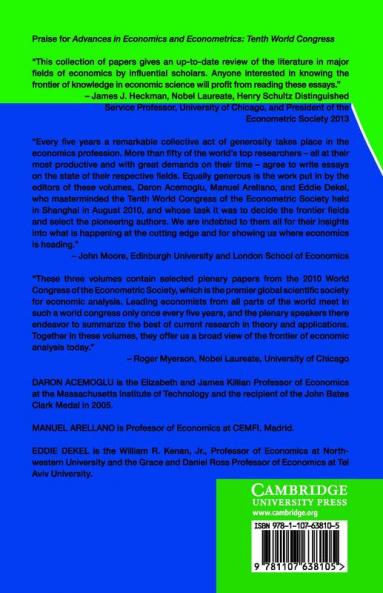 Advances in Economics and Econometrics