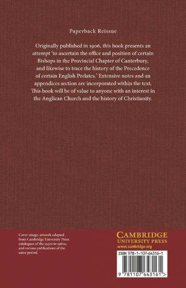 The Precedence of English Bishops and the Provincial Chapter