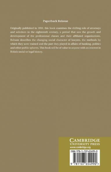 The Attorney in Eighteenth-Century England