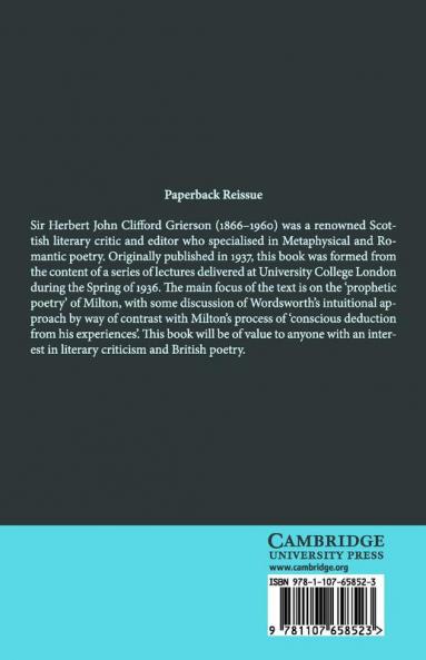 Milton and Wordsworth Poets and Prophets