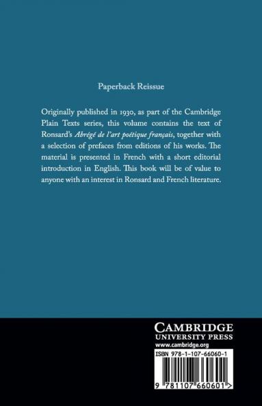 L'Art Poetique Cinq Prefaces