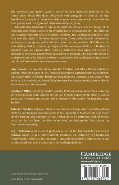 The Origins of the Necessary and Proper Clause