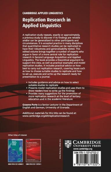 Replication Research in Applied Linguistics