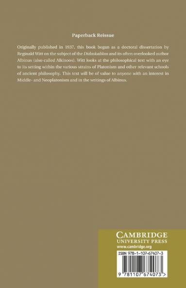 Albinus and the History of Middle Platonism