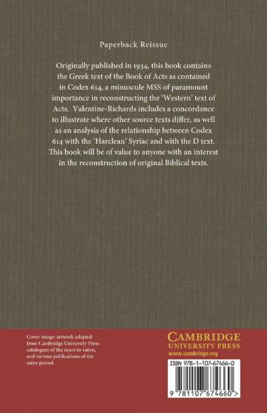 The Text of Acts in Codex 614 (Tisch. 137) and Its Allies