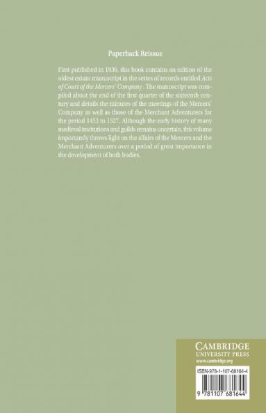 Acts of Court of the Mercers' Company 1453 1527