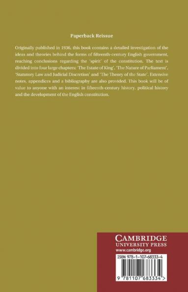 English Constitutional Ideas in the Fifteenth Century