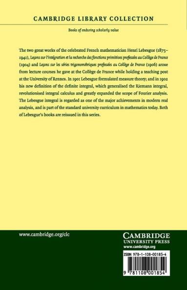 Le Ons Sur L'Int Gration Et La Recherche Des Fonctions Primitives Profess Es Au Coll GE de France