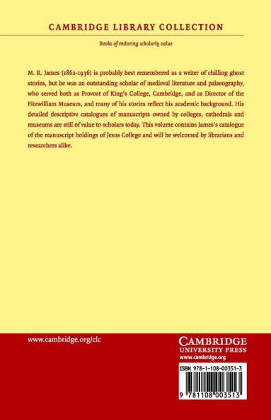 A Descriptive Catalogue of the Manuscripts in the Library of Jesus College