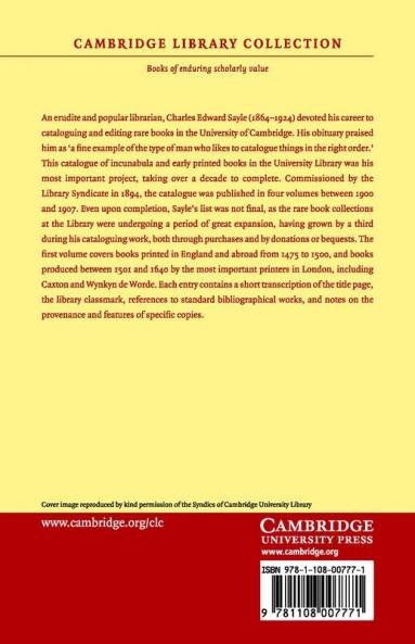 Early English Printed Books in the University Library Cambridge