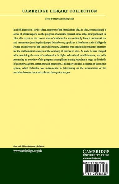 Rapport historique sur les progrès des sciences mathématiques depuis             1789 et sur leur état actuel