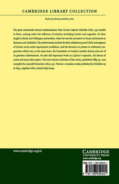 G. Lejeune Dirichlet's Werke - Volume 1