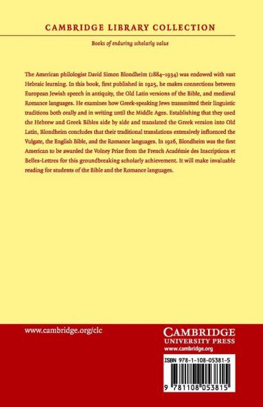 Les Parlers Jude O-Romans Et La Vetus Latina