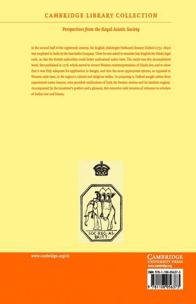 A Code of Gentoo Laws; or Ordinations of the             Pundits