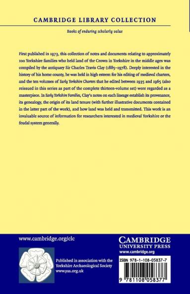 Early Yorkshire Families