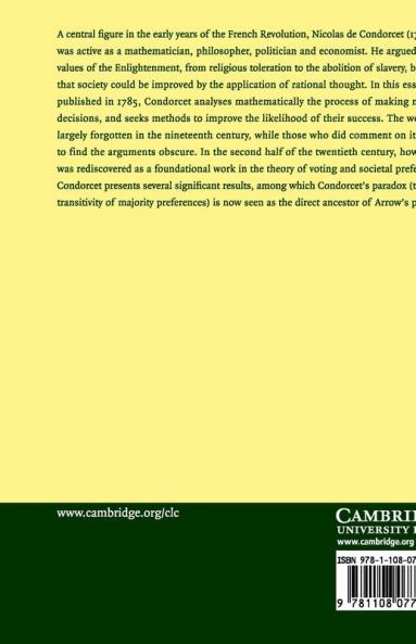 Essai Sur L'Application de L'Analyse a la Probabilite Des Decisions Rendues a la Pluralite Des Voix