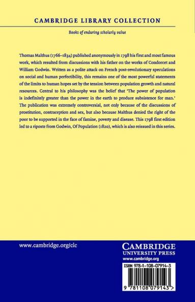 An Essay on the Principle of Population as It Affects the Future Improvement of Society