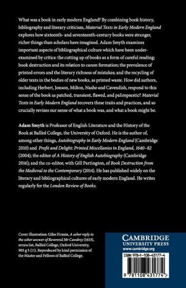 Material Texts in Early Modern England
