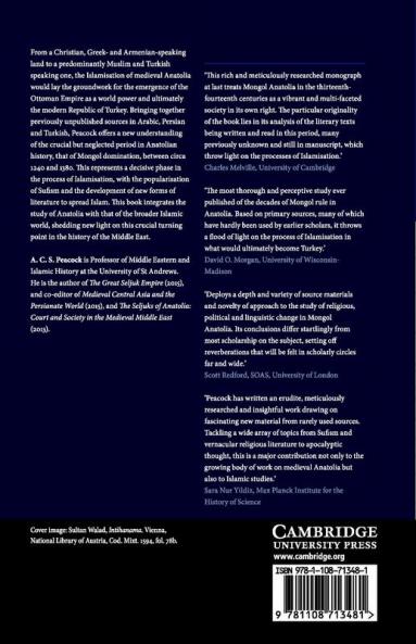Islam Literature and Society in Mongol Anatolia