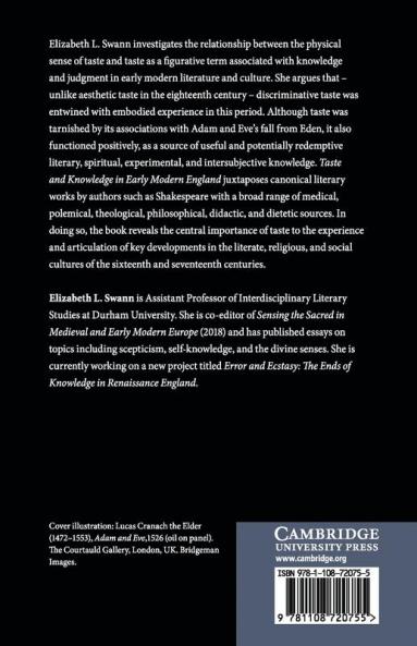 Taste and Knowledge in Early Modern England