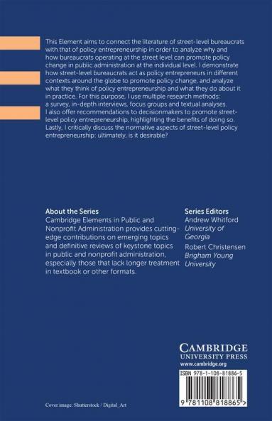 Policy Entrepreneurship at the Street Level