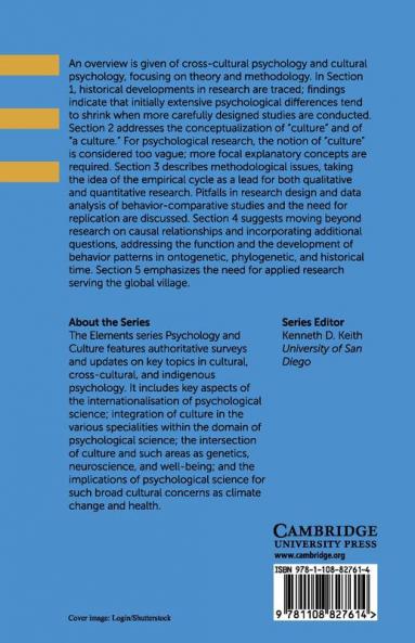 Concept and Method in Cross-Cultural and Cultural Psychology