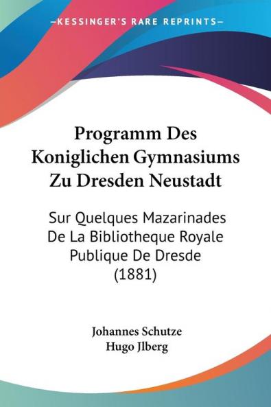 Programm Des Koniglichen Gymnasiums Zu Dresden Neustadt