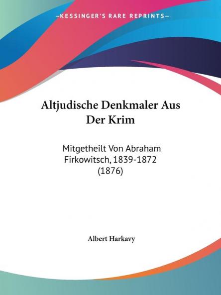 Altjudische Denkmaler Aus Der Krim