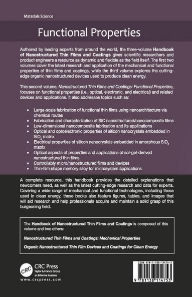 Nanostructured Thin Films and Coatings