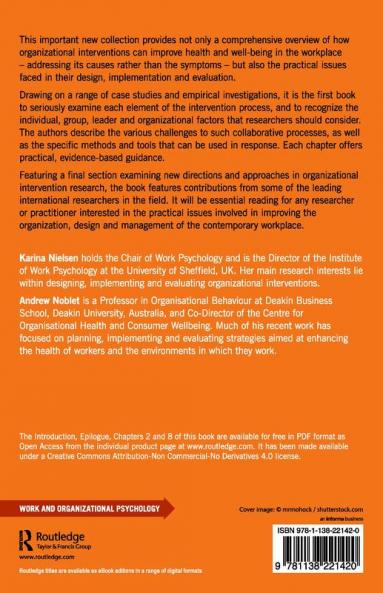 Organizational Interventions for Health and Well-being