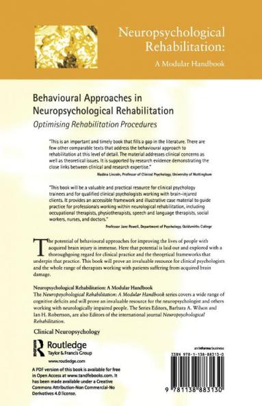 Behavioural Approaches in Neuropsychological Rehabilitation