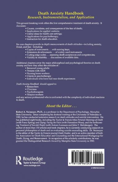 Death Anxiety Handbook: Research Instrumentation And Application